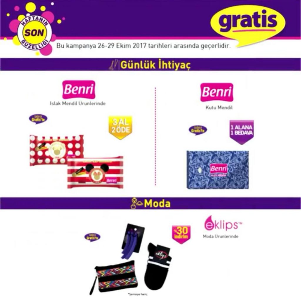 Gratis Cumhuriyet Bayramı indirimi günlük ihtiyaç